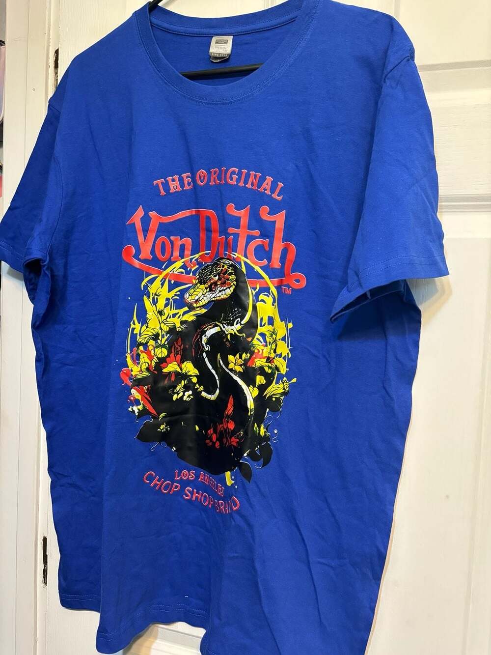 Von Dutch Los Angeles Chop Shop Brand Snake Graphic T-Shirt Royal Blue